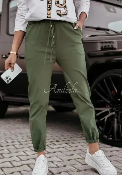 Spodnie Z Guzikami Gallardo Khaki