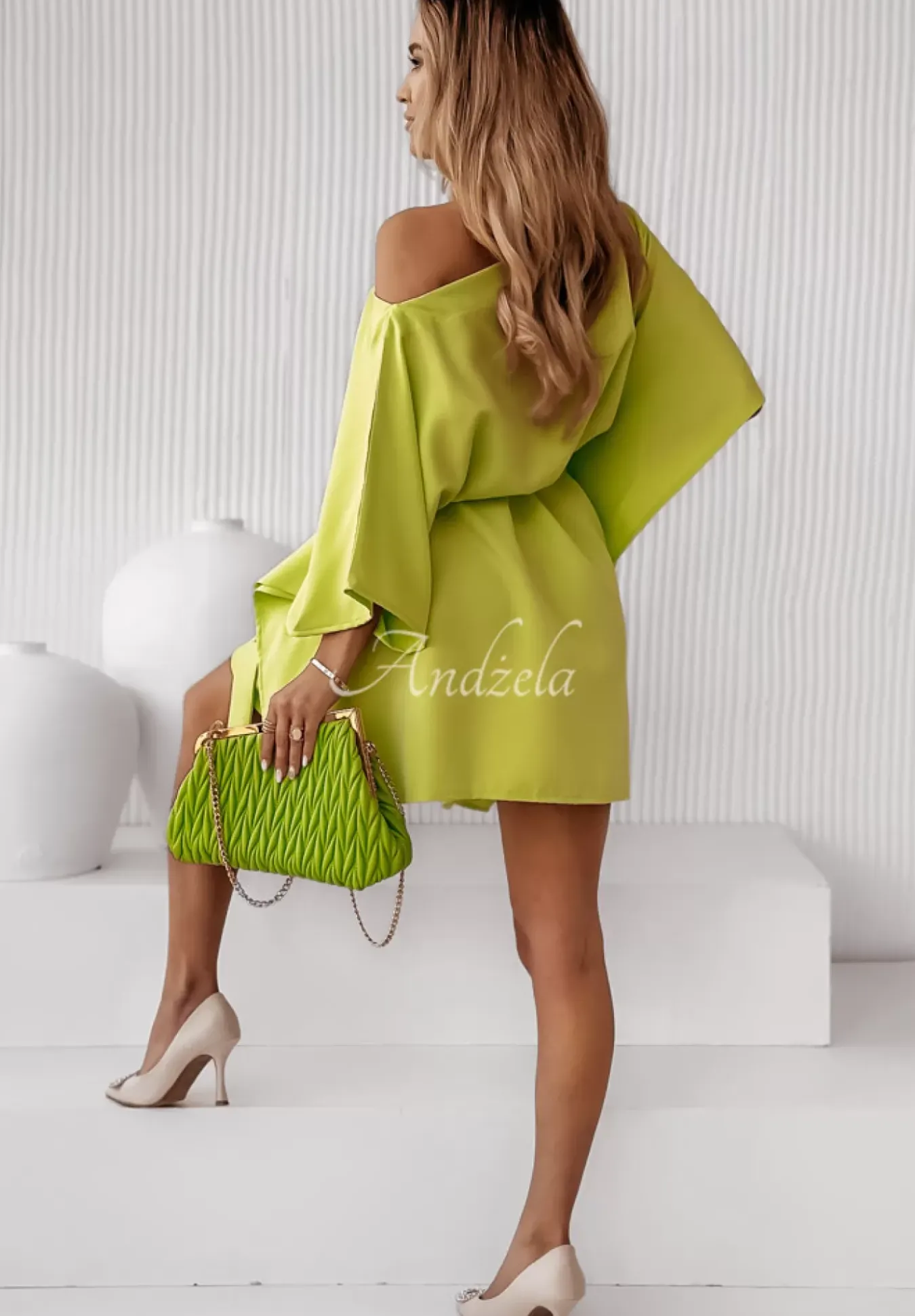 Sukienka Kimono Femina Limonkowa