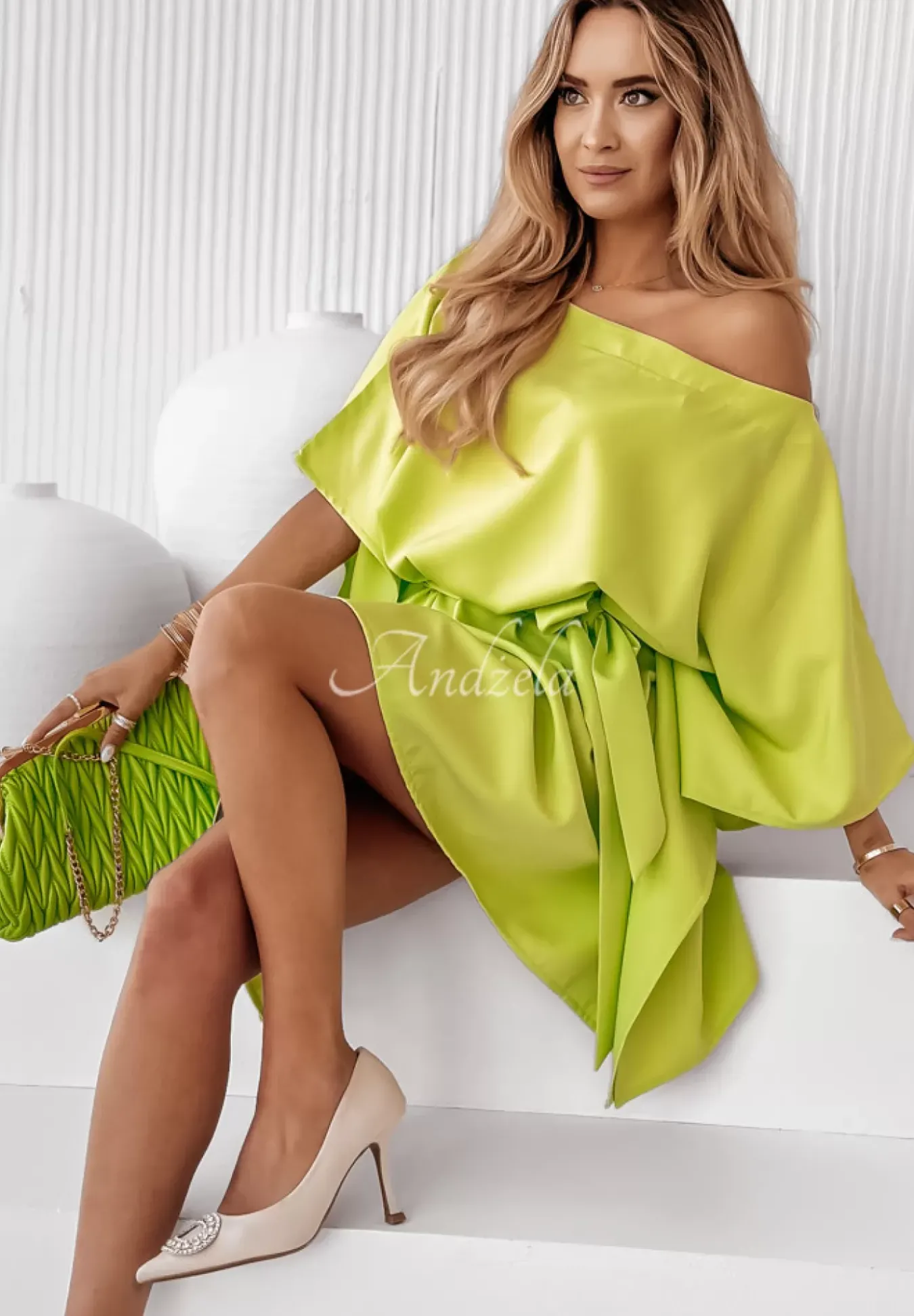 Sukienka Kimono Femina Limonkowa