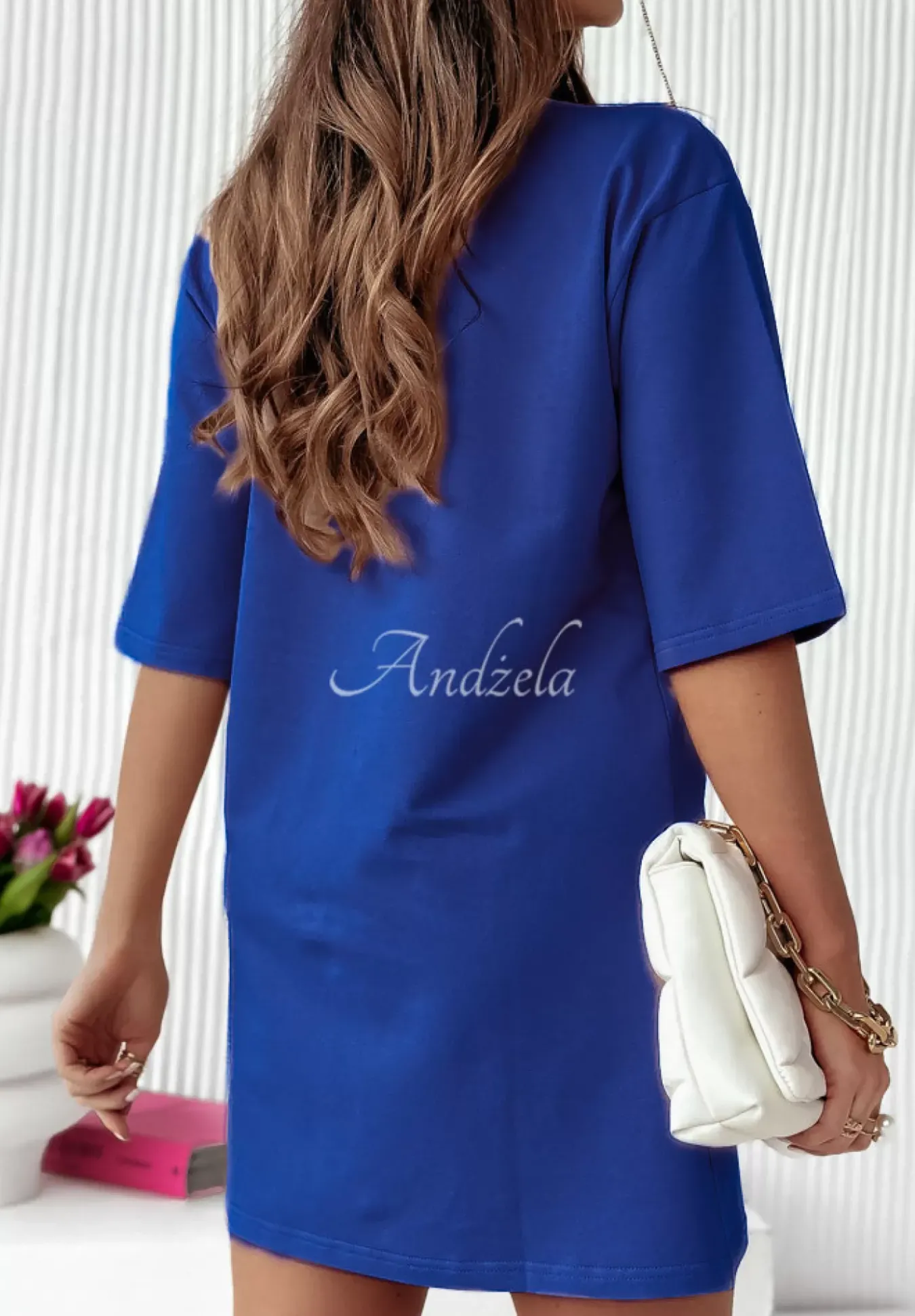 Sukienka Tunika Mini Federica Kobaltowa