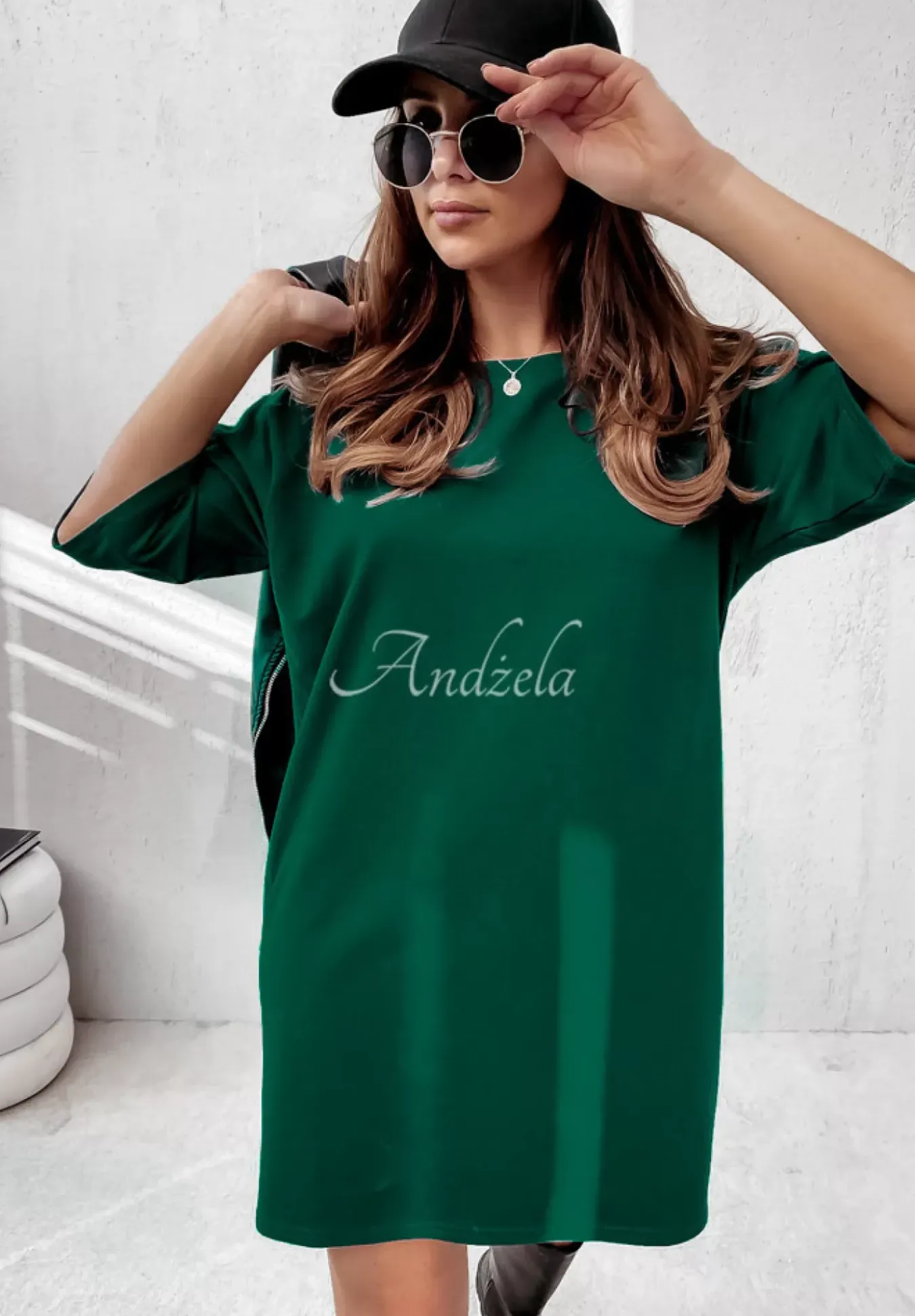 Sukienka Tunika Mini Federica Butelkowa Zielen