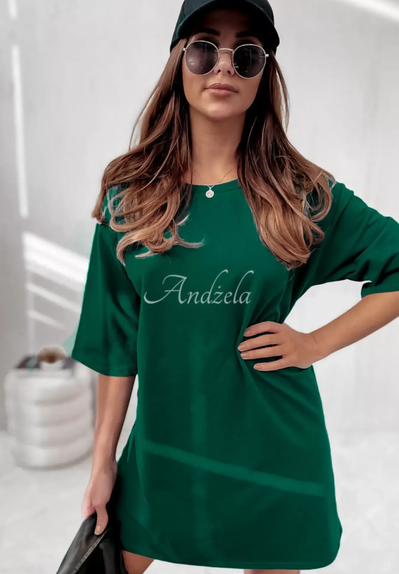 Sukienka Tunika Mini Federica Butelkowa Zielen