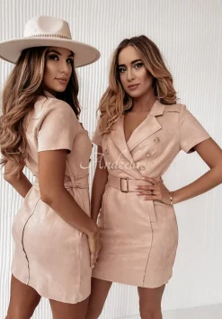 Sukienka Zamszowa Z Paskiem Ma Cherie Nude