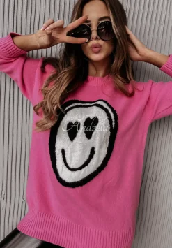 Sweter Oversize Smile Rozowy