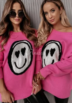 Sweter Oversize Smile Rozowy