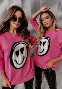 Sweter Oversize Smile Rozowy