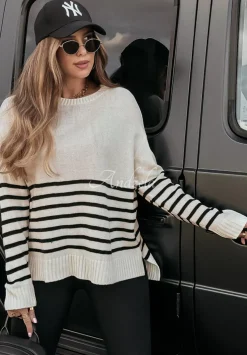 Sweter Oversize W Paski Mellow Time Czarny