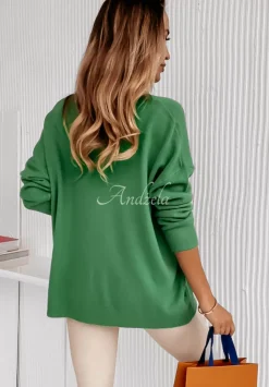 Sweter Oversize Z Dekoltem Norris Zielony