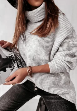 Sweter Oversize Z Golfem Fuller Szary