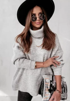 Sweter Oversize Z Golfem Fuller Szary