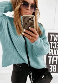 Sweter Oversize Z Golfem Fuller Jasnoniebieski