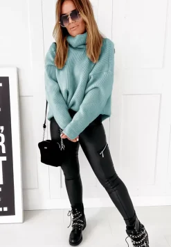 Sweter Oversize Z Golfem Fuller Jasnoniebieski