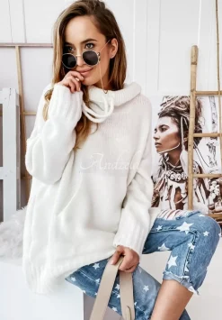 Sweter Oversize Z Kapturem Carra Ecru