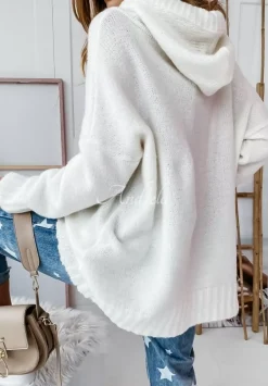 Sweter Oversize Z Kapturem Carra Ecru