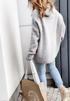 Sweter Oversize Z Kapturem Carra Szary