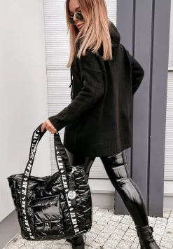 Sweter Oversize Z Kapturem Carra Czarny