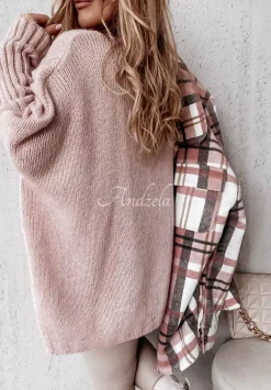 Sweter Oversize Z Ozdobnym Splotem Morley Pudrowy Roz
