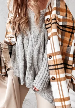 Sweter Oversize Z Ozdobnym Splotem Morley Szary