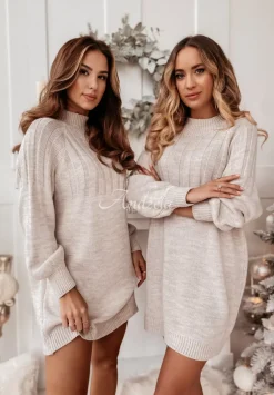 Sweter Tunika Z Polgolfem Anderson Bezowy