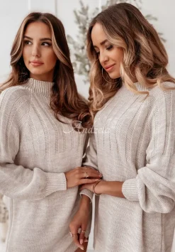 Sweter Tunika Z Polgolfem Anderson Bezowy