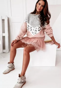Sweter W Panterke Bernal Pudrowy Roz