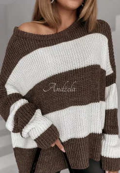 Sweter W Paski Soft Stripes Mokka