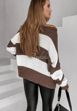 Sweter W Paski Soft Stripes Mokka