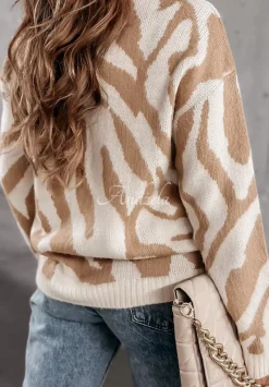 Sweter W Zebre Lionel Camelowy