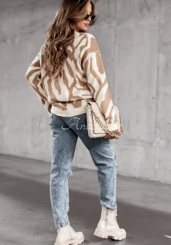 Sweter W Zebre Lionel Camelowy