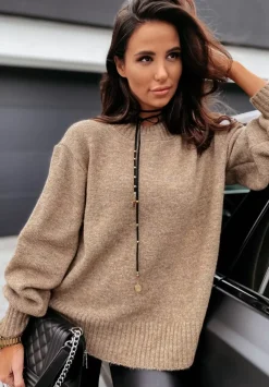 Sweter Z Bufiastymi Rekawami Matilde Brazowy