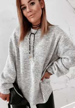 Sweter Z Bufiastymi Rekawami Matilde Szary