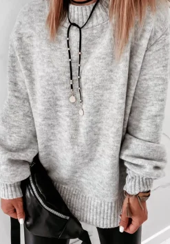 Sweter Z Bufiastymi Rekawami Matilde Szary