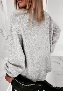 Sweter Z Bufiastymi Rekawami Matilde Szary