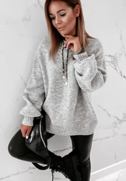 Sweter Z Bufiastymi Rekawami Matilde Szary