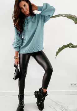 Sweter Z Bufiastymi Rekawami Matilde Niebieski