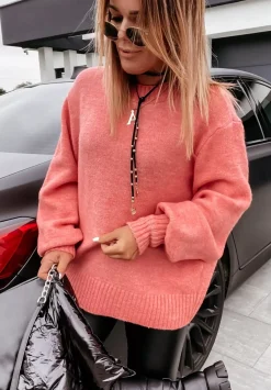 Sweter Z Bufiastymi Rekawami Matilde Koralowy