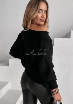 Sweter Z Dekoltem Caffe Latte Czarny