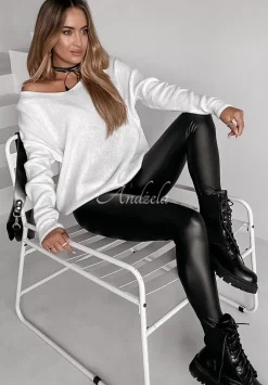 Sweter Z Dekoltem Caffe Latte Ecru