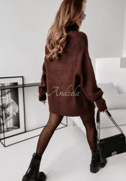 Sweter Z Golfem Mavi Czekoladowy