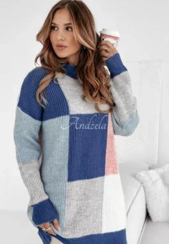 Sweter Z Golfem Sunset Fest Niebiesko-Rozowy