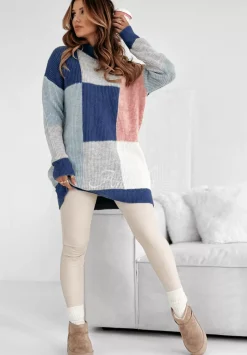 Sweter Z Golfem Sunset Fest Niebiesko-Rozowy