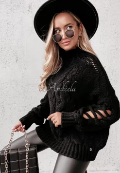 Sweter Z Ozdobnym Splotem Cocomore Casual Czarny