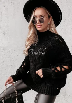 Sweter Z Ozdobnym Splotem Cocomore Casual Czarny