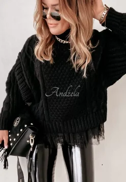 Sweter Z Tiulowym Wykonczeniem Cocomore Molly Czarny
