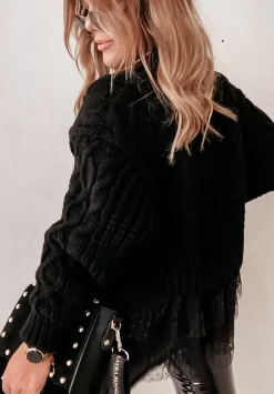 Sweter Z Tiulowym Wykonczeniem Cocomore Molly Czarny