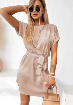 Trapezowa Sukienka Z Paskiem Thinking Of You Nude
