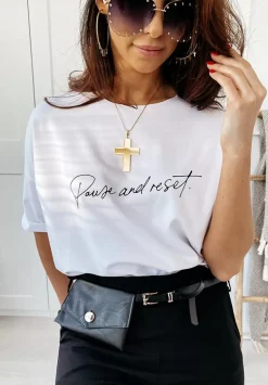 T-Shirt Oversize Pause And Reset Bialy