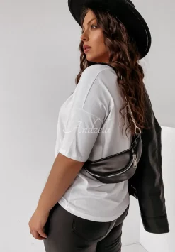 T-Shirt Oversize Z Dekoltem W Serek Cascade Bialy