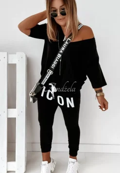T-Shirt Oversize Z Dekoltem W Serek Cascade Czarny
