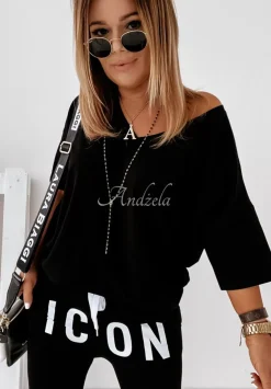 T-Shirt Oversize Z Dekoltem W Serek Cascade Czarny